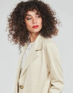 Esprit SUEDE COAT Manteaux Couleur Beige -Esprit Soldes Boutique 18925603 500 E