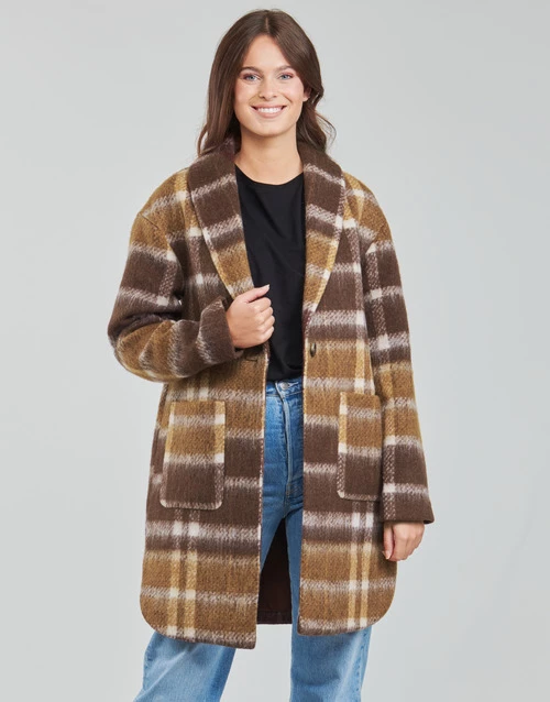 Esprit CHECK COAT Manteaux Couleur Marron 3 Esprit CHECK COAT Manteaux Couleur Marron