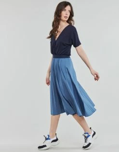 Esprit NOOS Pleate Jupes Couleur Bleu -Esprit Soldes Boutique 21238024 500 C
