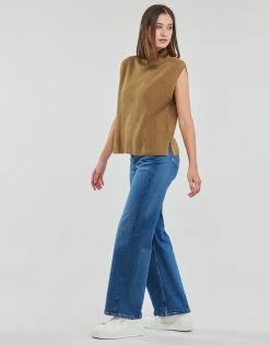 Esprit FLAT KNITTD TOP Pulls & Gilets Couleur CARAMEL -Esprit Soldes Boutique 23153603 500 C