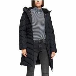 Esprit Doudoune longue avec capuche fourrure synthétique Manteaux Couleur Noir -Esprit Soldes Boutique 24230890 500 C